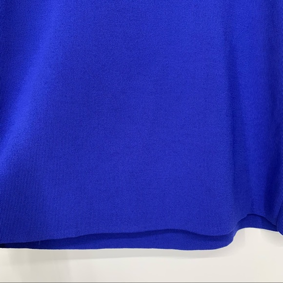 INC Macy’s Solid Cobalt Blue Stretchy Dressy Sweater  Tiered Ruffle Sleeve - Picture 4 of 16